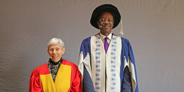 Professor Shula Marks with Professor Tawana Kupe just before Wits conferred an honorary doctorate on Prof. Marks.